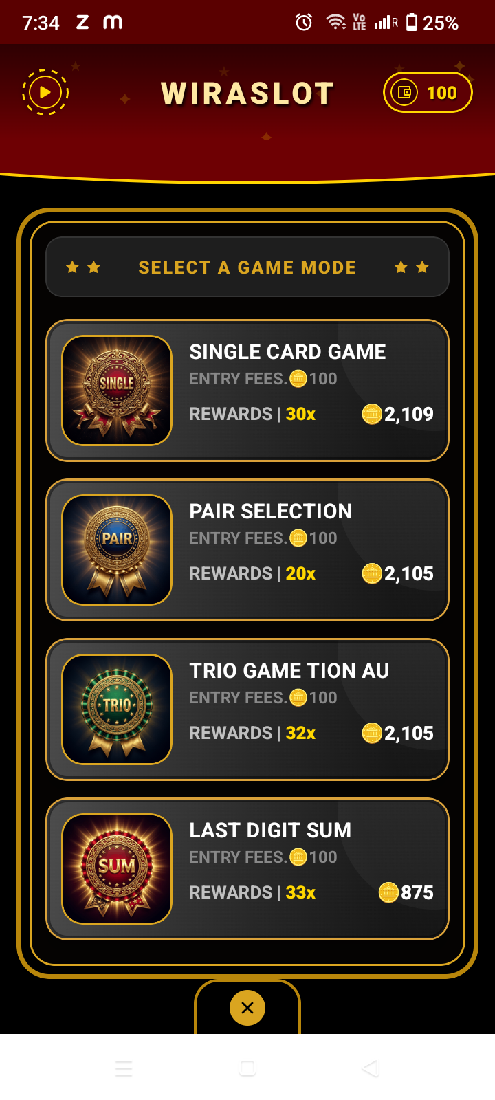 Screen 4: Game Mode Selection